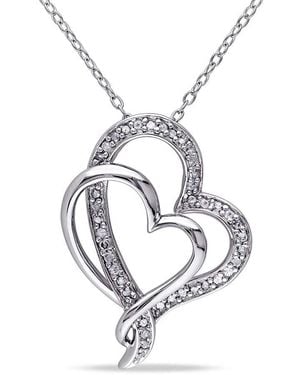 Amour 1/4 Ct Tw Diamond Interlocking Heart Pendant With Chain - Metallic