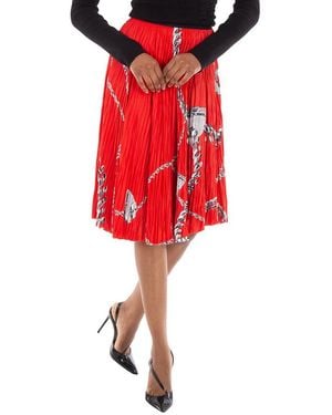 Burberry Shield Hardware Jersey Midi Skirt, Brand Size 2 Us - Red
