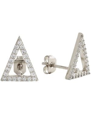 Sole du Soleil Lupine Collection 18K Wg Plated Open Triangle Stud Fashion Earrings - Metallic