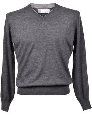 Brunello Cucinelli Virgin Wool V-Neck Jumper, Brand Size 46 (Us - Grey