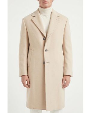 Brunello Cucinelli Light Wool Overcoat, Brand Size 52 (Us - Natural
