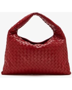 Bottega Veneta Small Hop Intrecciato Hobo Shoulder Bag - Red