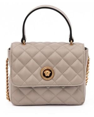 Versace Quilted Leather Shoulder Bag Taupe - Multicolour