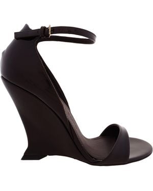 Ferragamo Ferragamo Vidette Patent Leather Wedge Sandals, Size 7 C - Black