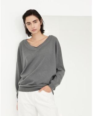 Brunello Cucinelli Wool V Neck Jumper, Size X-Large - Grey