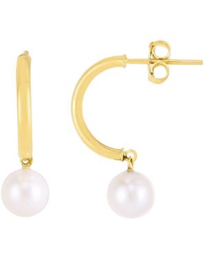 Tresorra 14K Pearl Half-Hoop Earrings - Metallic