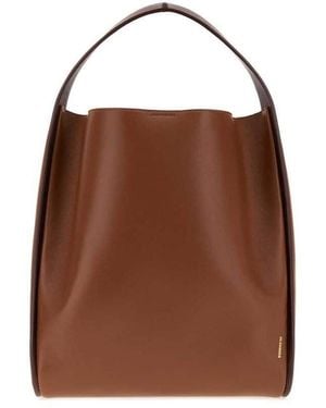 Jil Sander Caramel Leather Pivot Bucket Bag Grape Borse A Secchiello - Brown