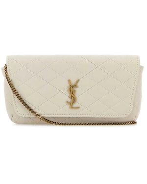 Saint Laurent Ivory Nappa Leather Gaby Phone Holder - White