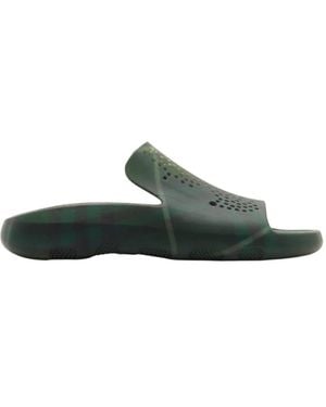 Burberry Check Rubber Stingray Slides, Brand Size 42 Us - Green