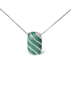 Haus of Brilliance 925 Sterling Enamel And 1/2 Cttw Diamond Block 18" Pendant Necklace (F-G Colour, Vs1-Vs2 Clarity) - Green