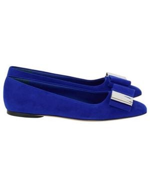 Ferragamo Lena Bow Ballerina Flats - Blue