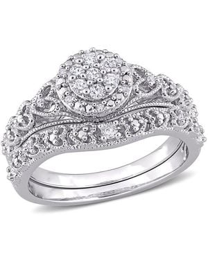 Amour 1/5 Ct Tw Diamond Vintage Bridal Set - Metallic