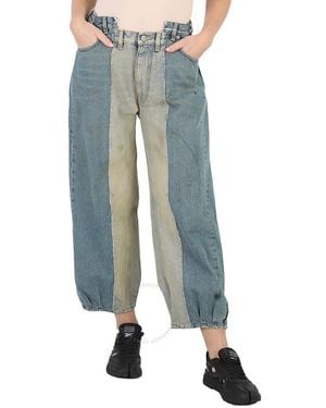 Maison Margiela Dirty Denim Panelled Cut-out Detailed Jeans - Blue