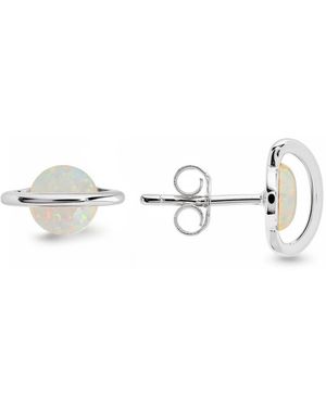 Kylie Harper Sterling Opal Saturn Celestial Stud Earrings - Metallic