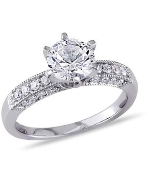 Amour 1/4 Ct Tw Diamond And Created Sapphire Engagement Ring - Metallic