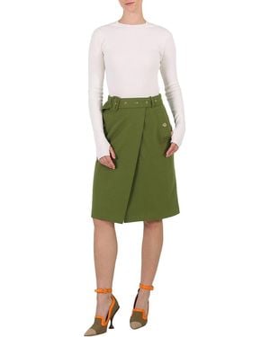 Burberry Belted Midi Wool Dress, Brand Size 8 (Us - Green