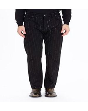 Roberto Cavalli Pinstripe Cotton Trousers, Waist - Black