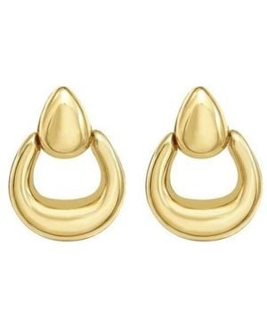 Tresorra 14K Sculpted Door Knocker Stud Earrings - Metallic