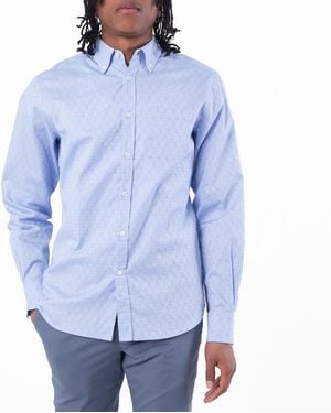 Ferragamo Oxford Cotton Monogram Shirt, Brand Size 40 (Neck - Blue