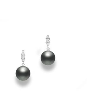 Mikimoto Morning Dew South Sea Cultured Pearl And Diamond Earrings - Metallic