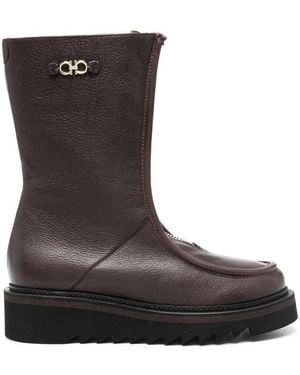 Ferragamo Gancini-Plaque Ankle Boots - Brown