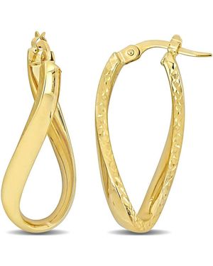 Amour 28Mm Oval Twist Texture And Hoop Earrings - Metallic