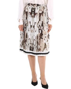 Burberry Ladies Camouflage Print And Stripes Pleated Skirt, Brand Size 6 (Us - White