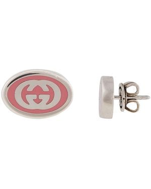 Gucci Interlocking G Sterling Enamel Earrings - Pink