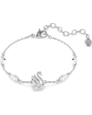 Swarovski Swan Bracelet, Mixed Cuts, Swan, Rhodium Plated - Metallic