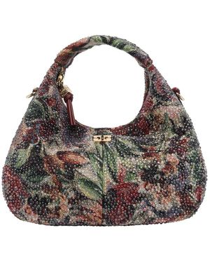 Ganni Mini Tapestry Strass Hobo Bag - Grey