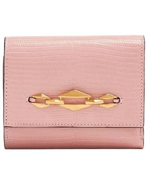 Jimmy Choo Marinda Diamond-Chain Leather Wallet - Pink