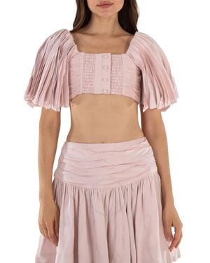 Aje. Aje Blush Cari Ruched Crop Top - Pink