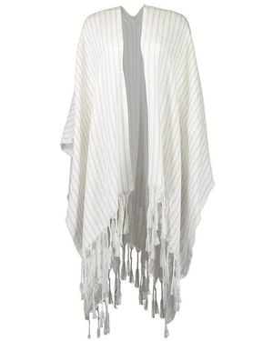 Brunello Cucinelli Off Wool Linen Scarf - White