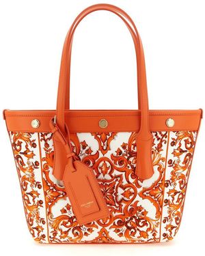Dolce & Gabbana Dolce & Gabbana Maiolica-Print Canvas Tote Bag - Red