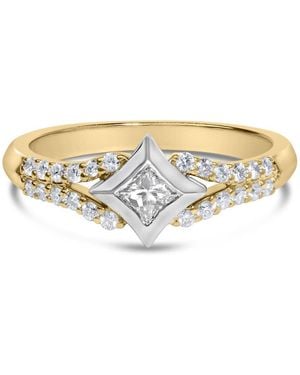 Haus of Brilliance 10K Colour 1/2 Cttw Diamond Kite And Split Shank Ring (H-I Color,Si2-I1 Clarity) - Metallic