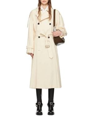 Burberry Belted Cotton-Gabardine Trench Coat, Brand Size 10 Us - Natural