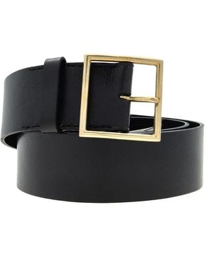 Polo Ralph Lauren Wide Leather Square-Buckle Belt - Black