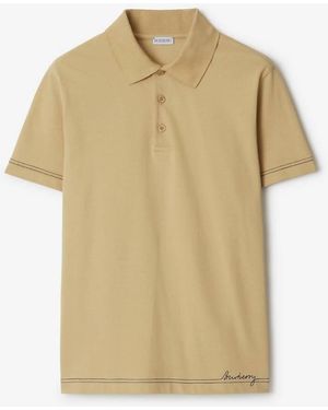 Burberry Logo-Embroidered Polo Shirt - Natural