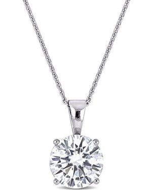 Amour 2 Ct Dew Created Moissanite Solitaire Pendant With Chain - Metallic