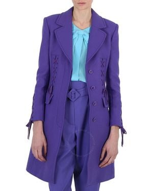 Moschino Ladies Long Single-Breasted Coat - Purple