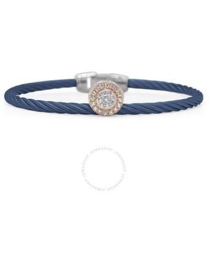 Alor Blueberry Cable Elevated Round Station Bracelet With 18Kt Rose & Diamonds
