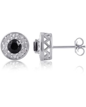 DiamondMuse 1.00 Carat T.W. Round And Diamond Sterling Cluster Stud Earrings - Metallic