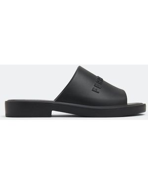 Ferragamo Logo-Embossed Slip-On Sandals - Black