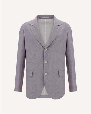 Brunello Cucinelli Wool Linen Silk Blazer, Brand Size 48 (Us - Purple