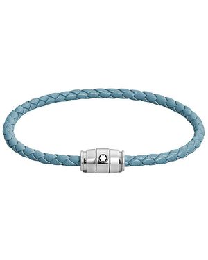 Montblanc Meisterstuck Steel & Smoky Leather Bracelet - Blue