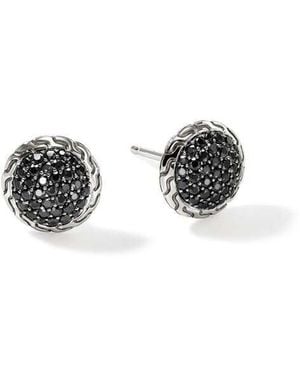 John Hardy Jh Essential Pav Stud Earring, Sterling, Gemstones, 10Mm Treated Sapphire Ebs987184Bls - Black