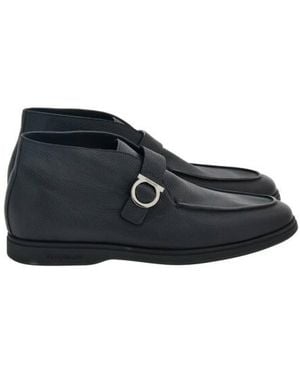 Ferragamo Gancini Buckle Desert Boots - Blue