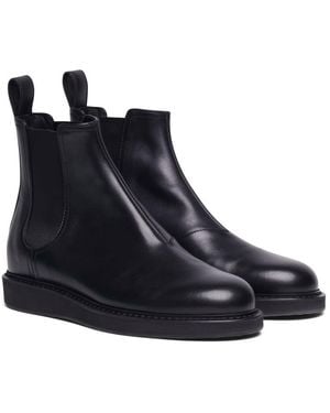 Bottega Veneta Leather Combat Boots - Blue