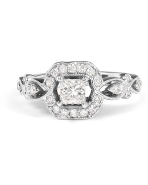 Haus of Brilliance 14K Diamond 3/4 Cttw Diamond Halo Style And Woven Shank Engagement Ring - Metallic