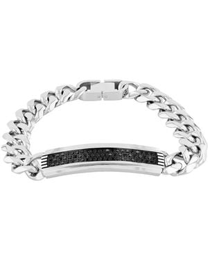 Robert Alton Sapphire And Stainless Steel Id Bracelet - Metallic